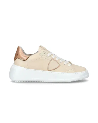 Philippe Model Women's Sneakers  Paris ♪ Wm03 - Three Temple Coux Metal/nude Rose In Neutral
