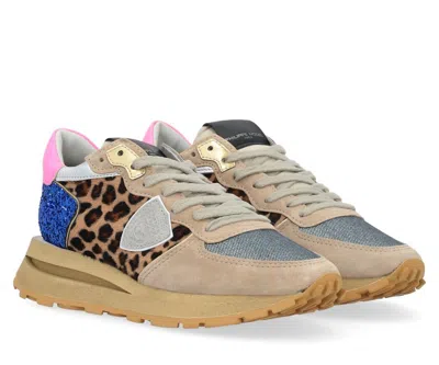 Philippe Model Women's Tropez Haute Low Leo Glitter Sneaker In Beige In Neutral