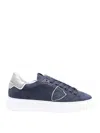 Philippe Model Temple Low Sneakers In Nubuk Blue Color In Blue