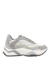 Philippe Model Odeon Low Sneakers In Beige Suede And Leather In Gray