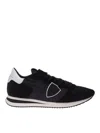 Philippe Model Trpx Low Sneakers In Black Suede And Fabric In Black