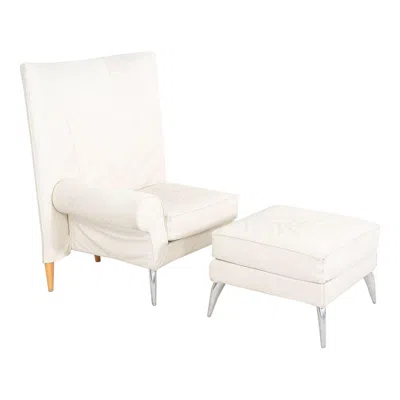 Pre-owned Philippe Starck 2000s  Driade Aleph Royalton Lounge Chair & Ottoman White Leather