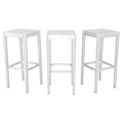 Pre-owned Philippe Starck 2010s Set Of Three  For Emeco Bar Stools In Brushed Aluminum In Gray