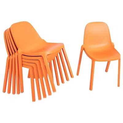 Pre-owned Philippe Starck 2020s Set Of Six  For Emeco Broom Stacking Chairs In Orange