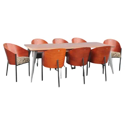 Pre-owned Philippe Starck '80s Art Deco 9 Piece Dining Set Signed By  8 Chairs+dining Table In Brown
