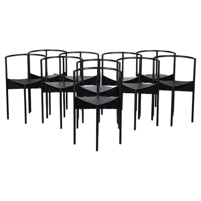 Pre-owned Philippe Starck A Set Of 10 " Wendy Wright " Black Chairs By  France 1980's