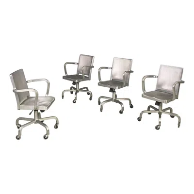 Pre-owned Philippe Starck American Modern Swivel Brushed Aluminum Hudson Chairs By Starck For Emeco, 2000s In Gray