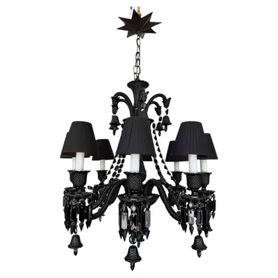 Pre-owned Philippe Starck Baccarat "zénith" 8-arm Chandelier In Black Crystal By