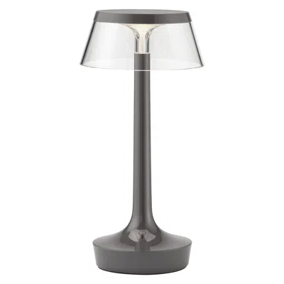 Pre-owned Philippe Starck Bon Jour Unplugged Table Lamp In Stormy Grey & Crown In Transparent, 2025 In Gray