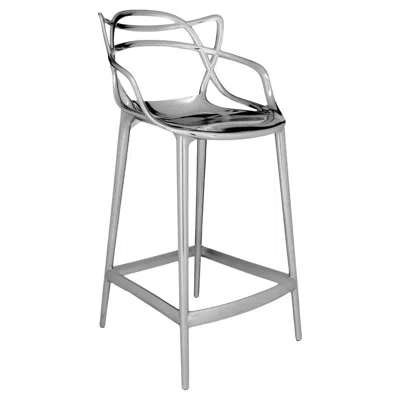 Pre-owned Philippe Starck Chrome Masters Barstool For Kartell In Gray