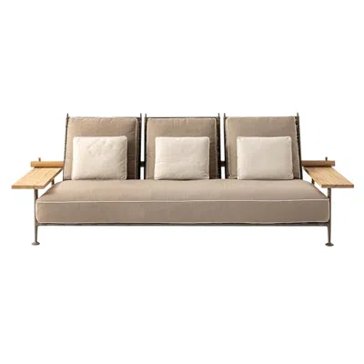 Pre-owned Philippe Starck 'fenc-e-nature' Outdoor Sofa, Steel, Teak And Fabric By Cassina In Brown