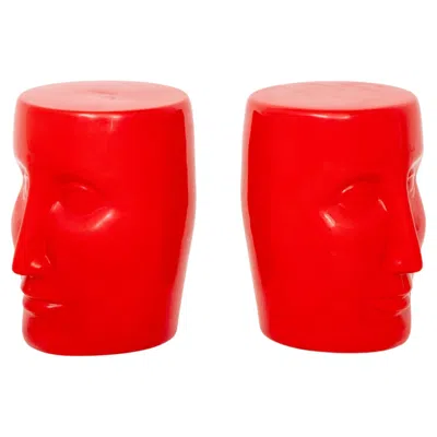 Pre-owned Philippe Starck For Xo "bonze" Stools, Pair In Red