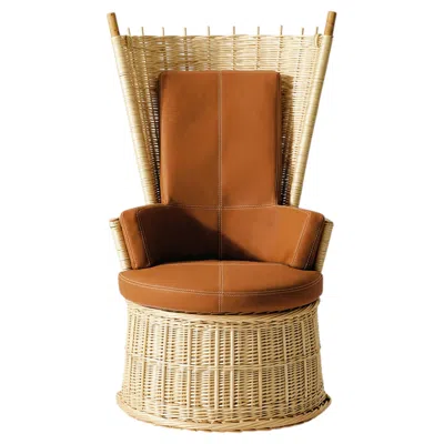 Pre-owned Philippe Starck Hotte Rattan And Leather Armchair By  For Cassina In Brown