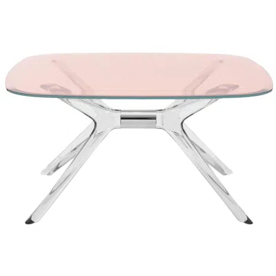 Pre-owned Philippe Starck Kartell Blast Square Coffee Table In Chrome With Pink Top By