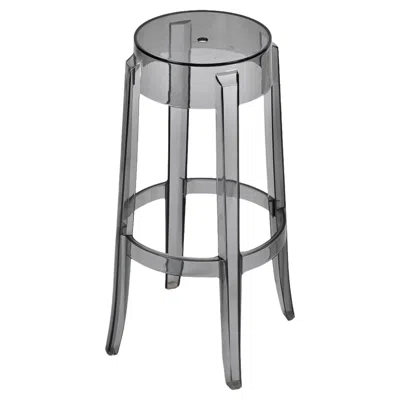 Pre-owned Philippe Starck Kartell Charles Ghost Large Stools In Smoke Grey By , Italy In Gray