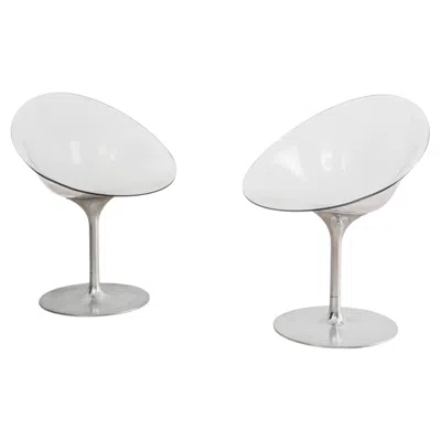 Pre-owned Philippe Starck Kartell Eros Pair Of Armchairs Design 1970s Space Age In Gray