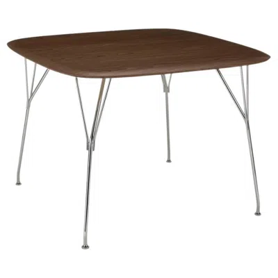 Pre-owned Philippe Starck Kartell Viscount Of Wood Table By Philippe Stark In Walnut And Chrome Frame In Brown