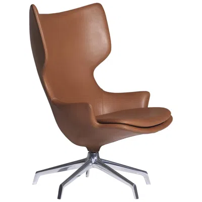 Pre-owned Philippe Starck Lou Speak Leather Or Fabric Mirror Finished Armchair By P. Starck For Driade In Brown