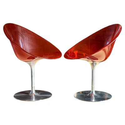Pre-owned Philippe Starck Pair Of Eros Chairs By  For Kartell, Late 20th Century In Brown