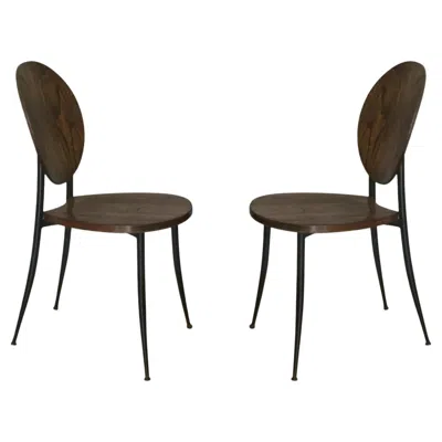 Pre-owned Philippe Starck Pair Of Slender Side Chairs In The Style Of  In Brown