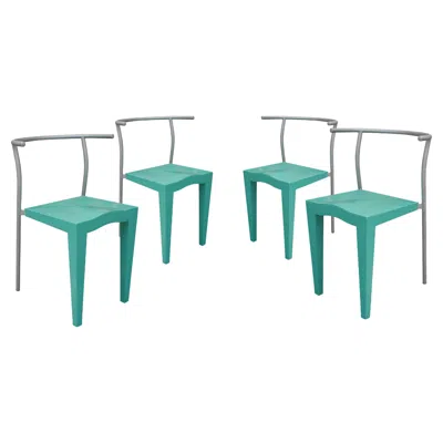 Pre-owned Philippe Starck Phillippe Stark Dr.glob Turquoise Set Of Chairs, Italy, 1988 In Blue