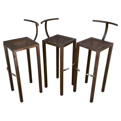 Pre-owned Philippe Starck Postmodern Design Set Of 3  Sarapis Bar Stools For Aleph Ubik In Black