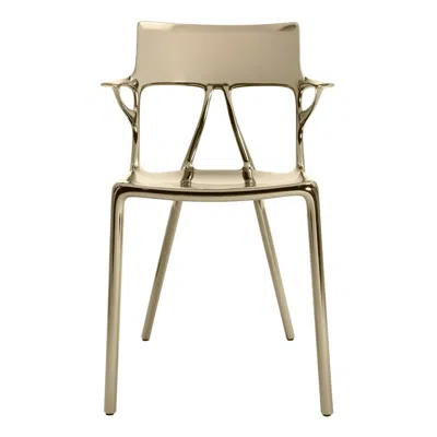 Pre-owned Philippe Starck Set Of 2 Kartell Ai Chair In Bronze Created By Artificial Intelligence In Sand
