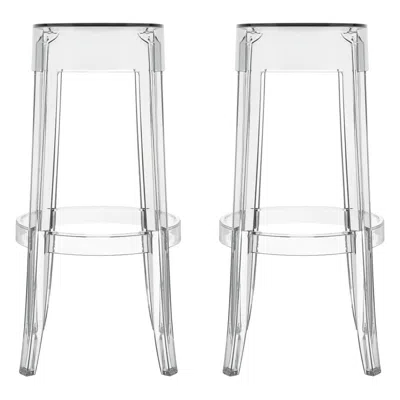 Pre-owned Philippe Starck Set Of 2 Kartell Charles Ghost Large Stools In Chrystal By  In Gray