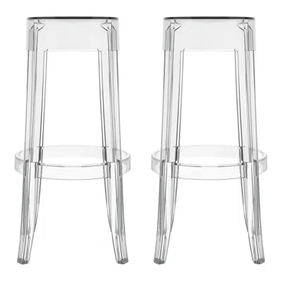 Pre-owned Philippe Starck Set Of 2 Kartell Charles Ghost Large Stools In Smoke Grey By  In Gray