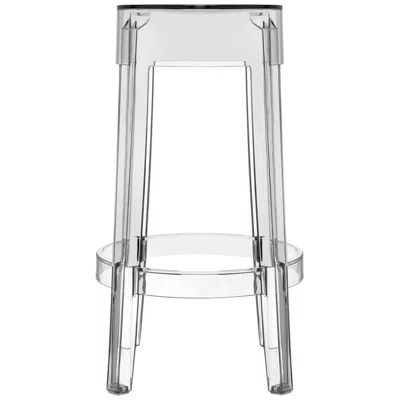 Pre-owned Philippe Starck Set Of 2 Kartell Charles Ghost Medium Stools In Crystal By  In Gray