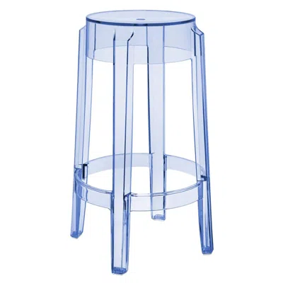 Pre-owned Philippe Starck Set Of 2 Kartell Charles Ghost Medium Stools In Powder Blue By