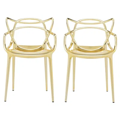 Pre-owned Philippe Starck Set Of 2 Kartell Masters Chairs In Gold By  & Eugeni Quitllet
