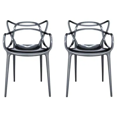 Pre-owned Philippe Starck Set Of 2 Kartell Masters Chairs In Titanium By  & Eugeni Quitllet In Gray