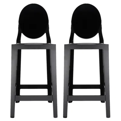 Pre-owned Philippe Starck Set Of 2 Kartell One More Counter Stools In Mat Black By