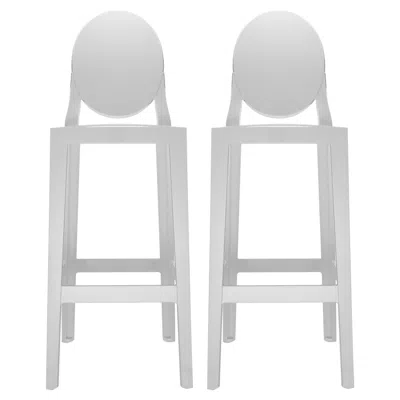 Pre-owned Philippe Starck Set Of 2 Kartell One More Square Bar Stools In White By