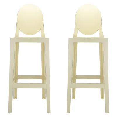 Pre-owned Philippe Starck Set Of 2 Kartell One More Square Bar Stools In Yellow By