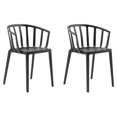 Pre-owned Philippe Starck Set Of 2 Kartell Venice Chairs In Mat Black By