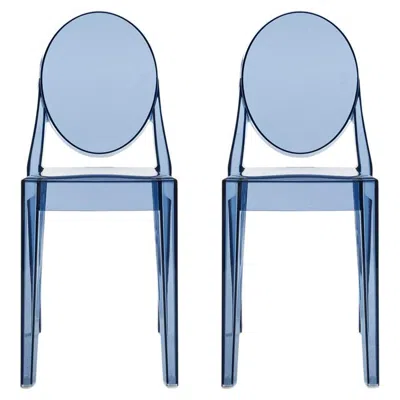 Pre-owned Philippe Starck Set Of 2 Kartell Victoria Ghost Chairs In Powder Blue By
