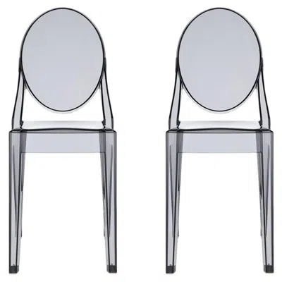 Pre-owned Philippe Starck Set Of 2 Kartell Victoria Ghost Chairs In Smoke Grey By  In Gray