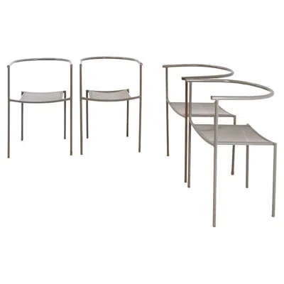 Pre-owned Philippe Starck Set Of 4 Gray Metal Chairs In The Style Of Starck's "von Vogelsans" Model