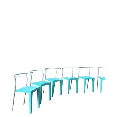 Pre-owned Philippe Starck Set Of 6 Vintage Kartell Dr. Glob Chairs By , Italy 1980's In Blue