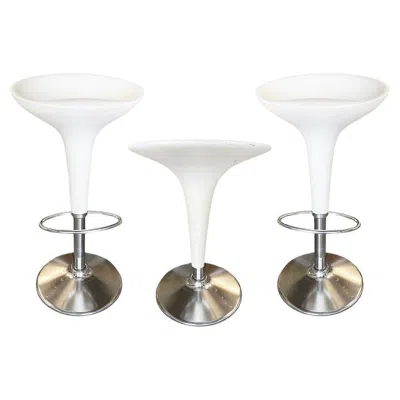 Pre-owned Philippe Starck Style White Modernist Stool And Table Set