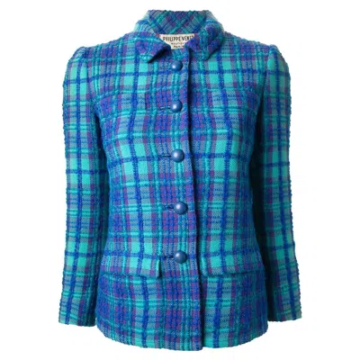 Pre-owned Philippe Venet 1960s  Blue Woven Wool Jacket