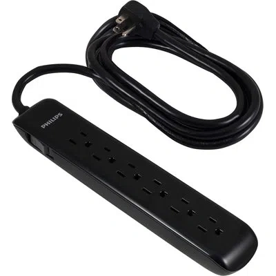 Philips 10-ft 6-outlet Surge Protector, 1080j, Black, Spp6110bc/37