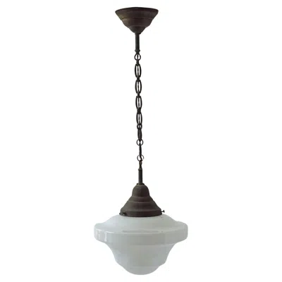 Pre-owned Philips 1930s  Opaline Glass And Brass Pendant In Transparent