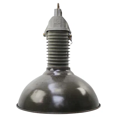 Pre-owned Philips 1960s Industrial Pendant Light, Black Enamel Shade, Dutch Design