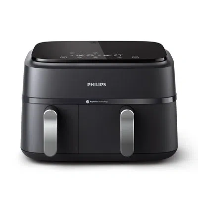 Philips 3000 Series (dual Basket) 9.5 Qt Air Fryer In Black With Silver Handle