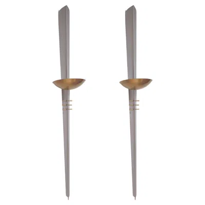 Pre-owned Philips Art Deco Wall Sconces, Gold Metal, Vintage Lighting, 1970s In Gray