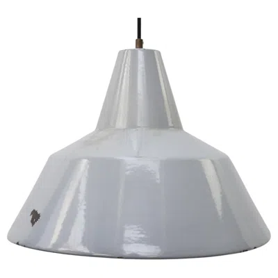 Pre-owned Philips Dutch Gray Enamel Vintage Industrial Factory Pendant Lights By