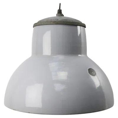 Pre-owned Philips Dutch Gray Enamel Vintage Industrial Pendant Lights By